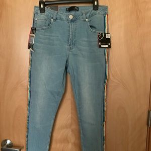 Charlotte Russe Rainbow Striped Jeans